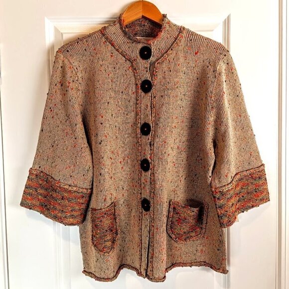 Ball of Cotton Handloomed Linen Cardigan Sweater NWT